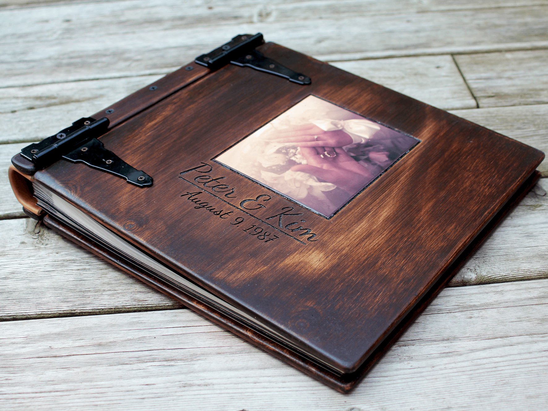 12x12 Leather Scrapbook Album, Rustic Personalized Family Photo Album,  Vintage Travel Photo Album, Large 3 Ring Photo Album 